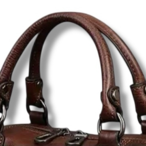 Mahogany LEATHER doctor bag/handbag. Versatile styling w/scarf shoulder strap. - Picture 6 of 13